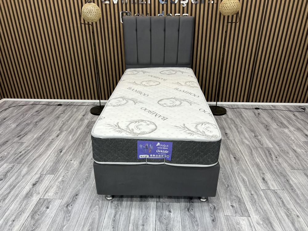 90x190 Tek Kişilik Orkide Yatak Baza Başlık SET
