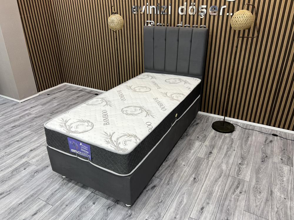 90x190 Tek Kişilik Orkide Yatak Baza Başlık SET