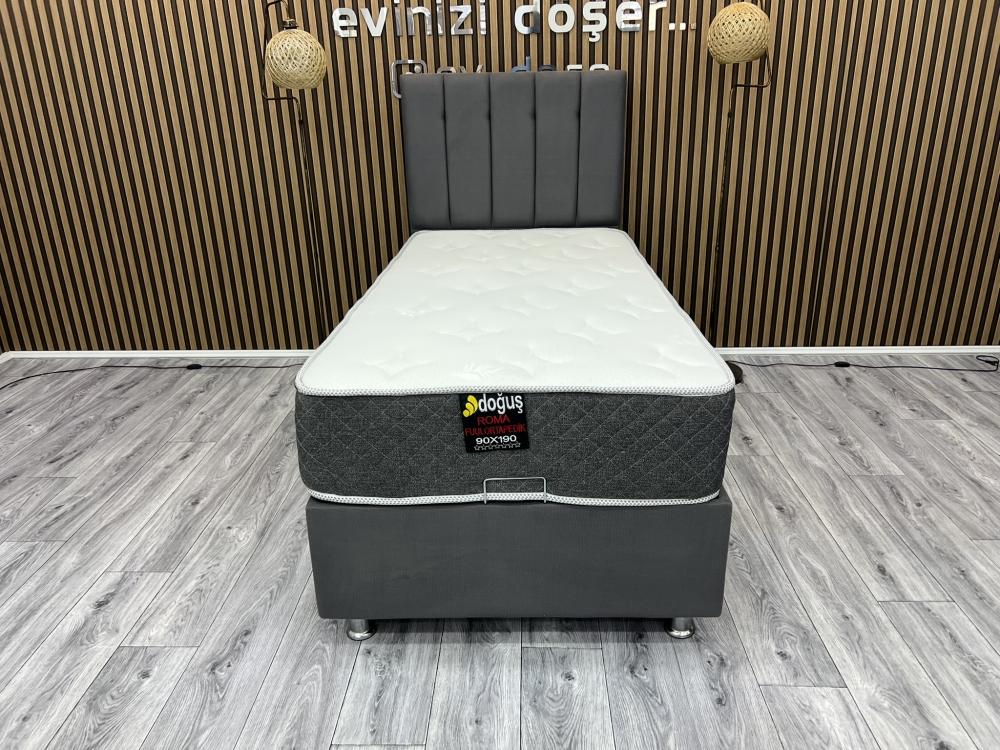 90x190 Tek Kişilik Roma Yatak Baza Başlık SET
